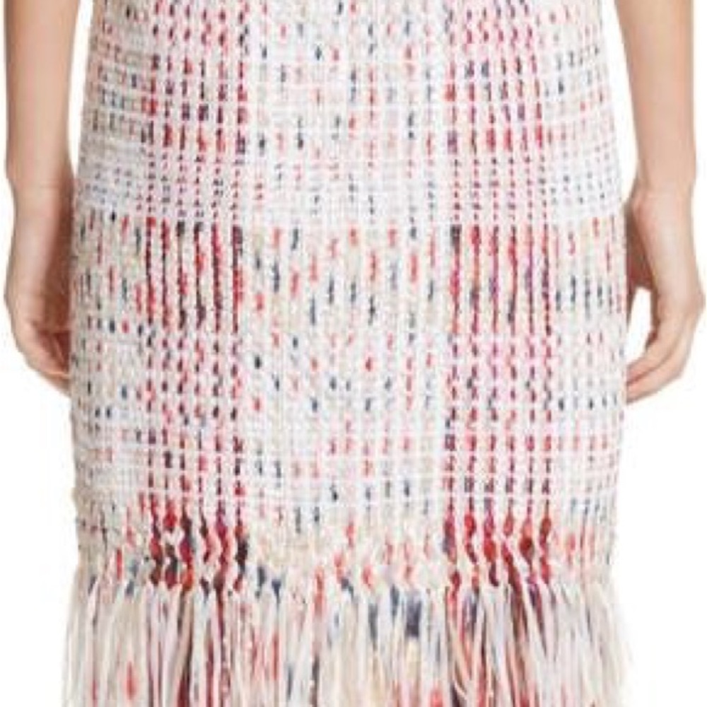 ST. JOHN Soft Ribbon Macro Plaid Sheath Dress In Blush Multi. Used like new